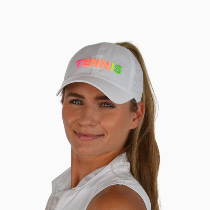 Vimhue White Tennis Multi-colored Puff Cap