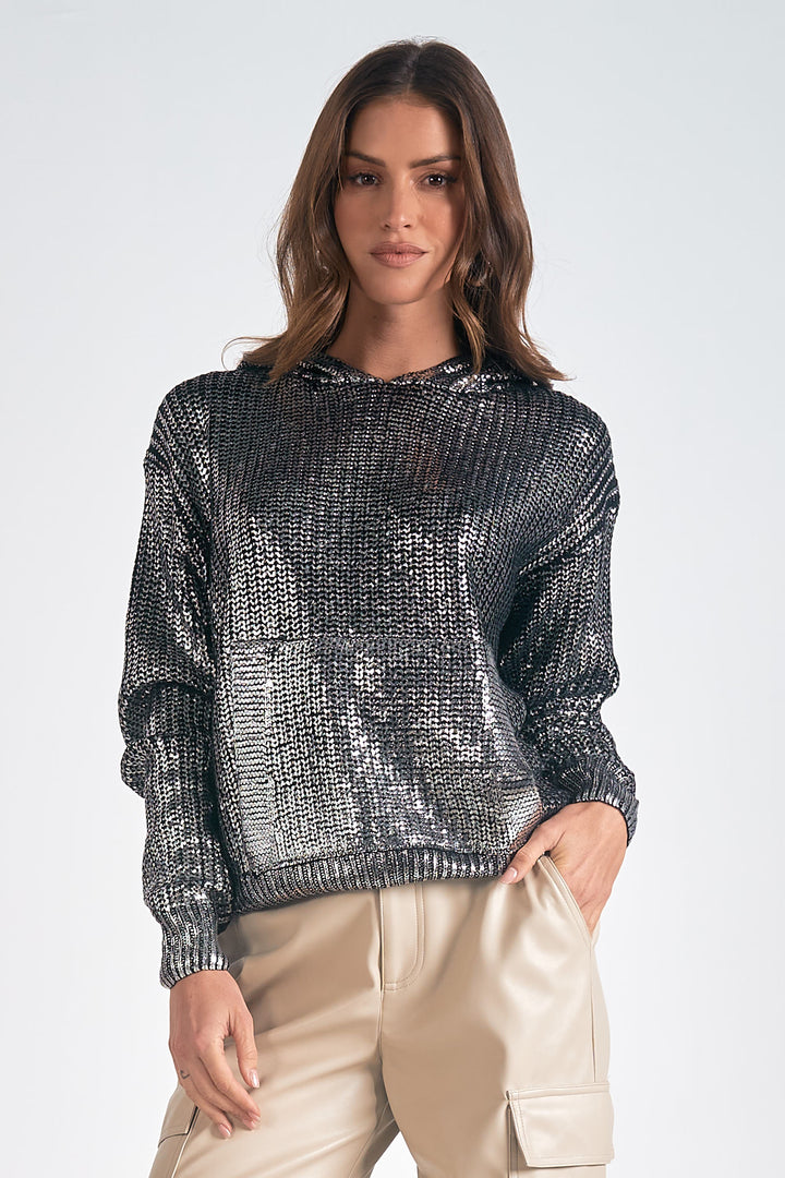 Metallic Hooded Sweater