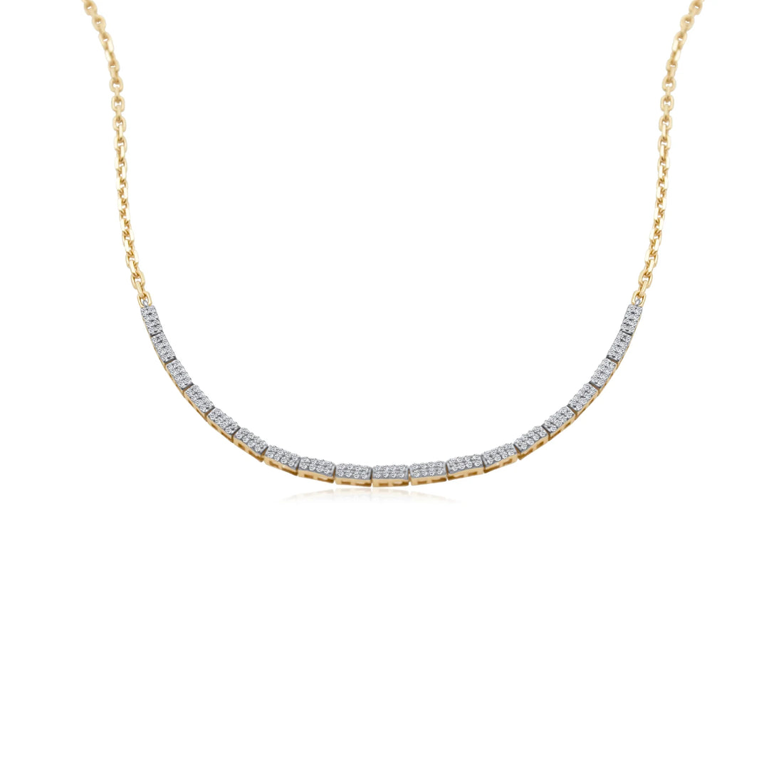 Diamond Tennis on Diamond Cut Cable Chain Necklace