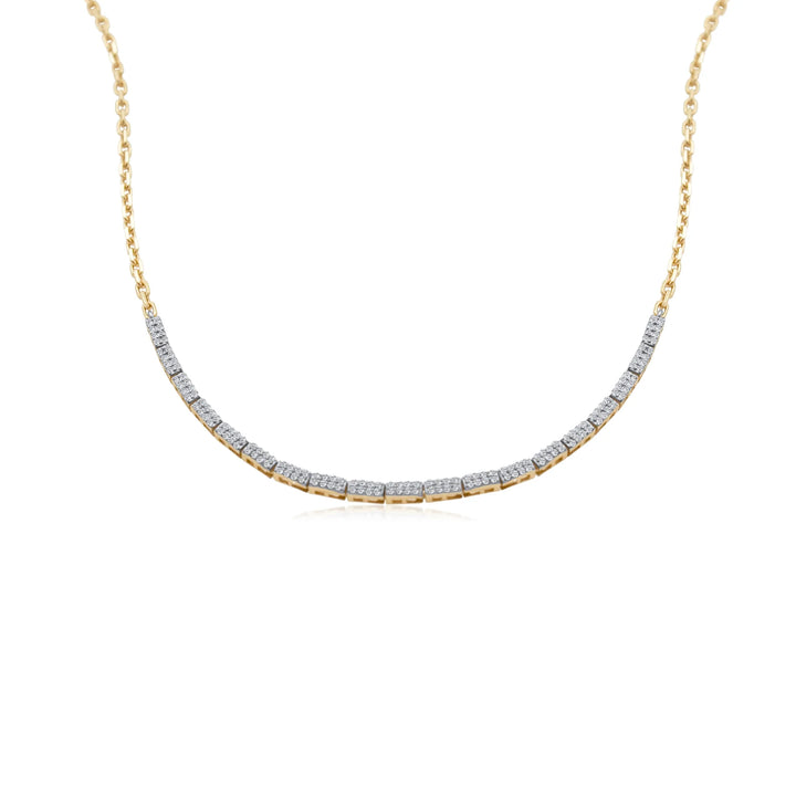 Diamond Tennis on Diamond Cut Cable Chain Necklace