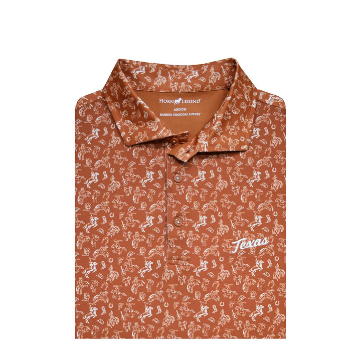 Texas Longhorns Script Cowboy Print Polo