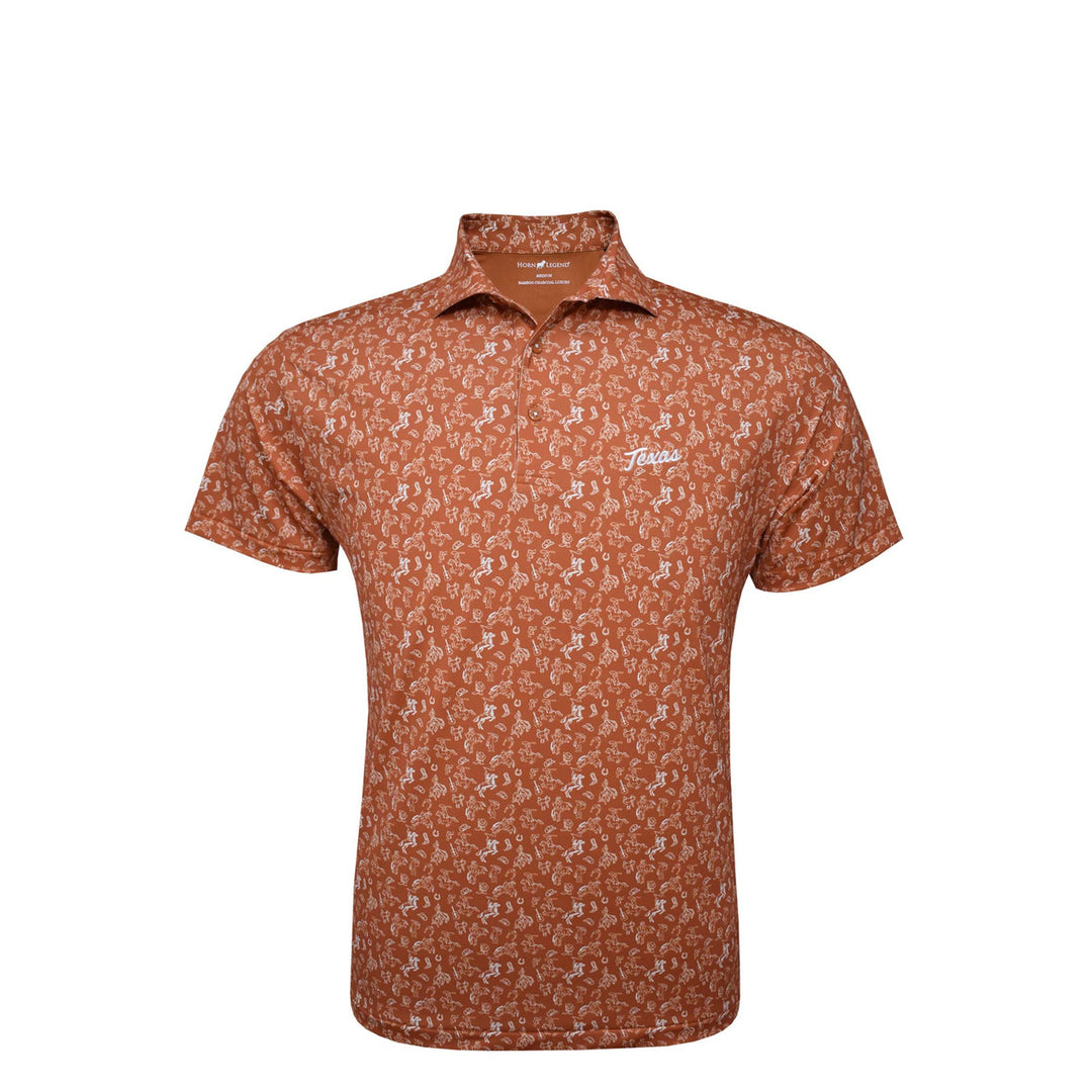 Texas Longhorns Script Cowboy Print Polo