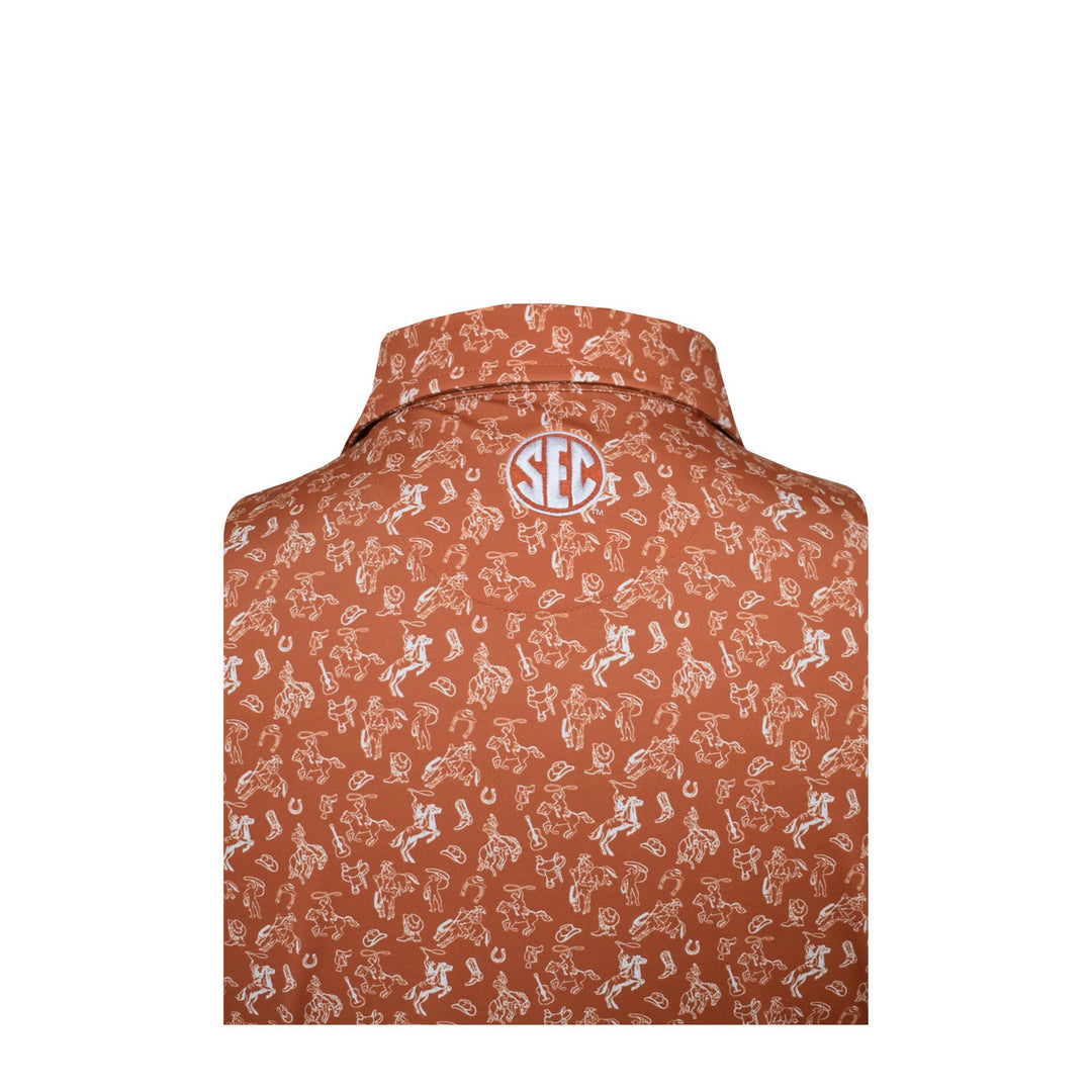 Texas Longhorns Script Cowboy Print Polo