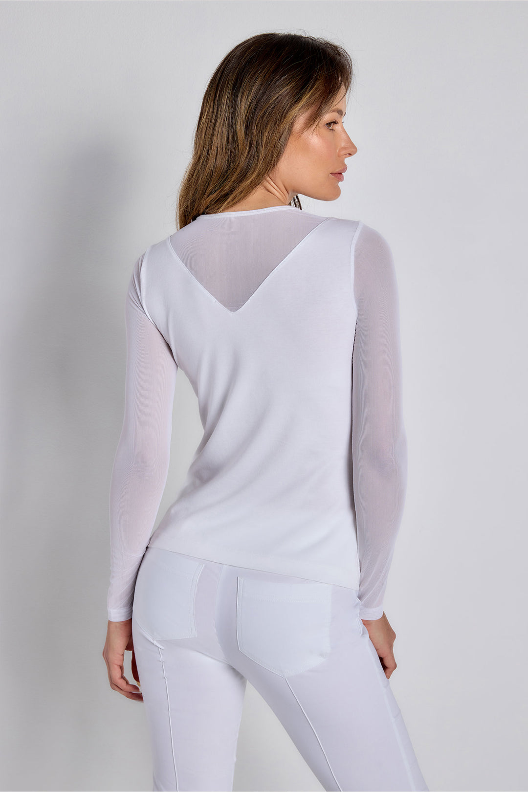 Kim Mesh-Sleeve Top