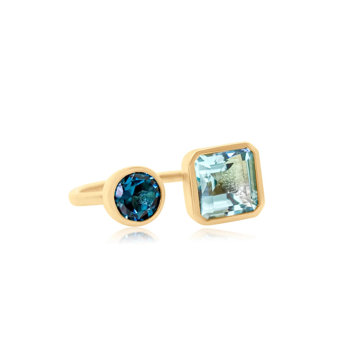 Open Square Round Topaz Cocktail Ring