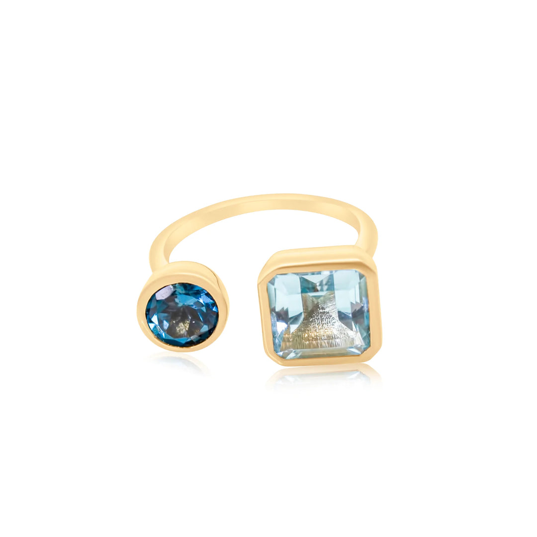 Open Square Round Topaz Cocktail Ring