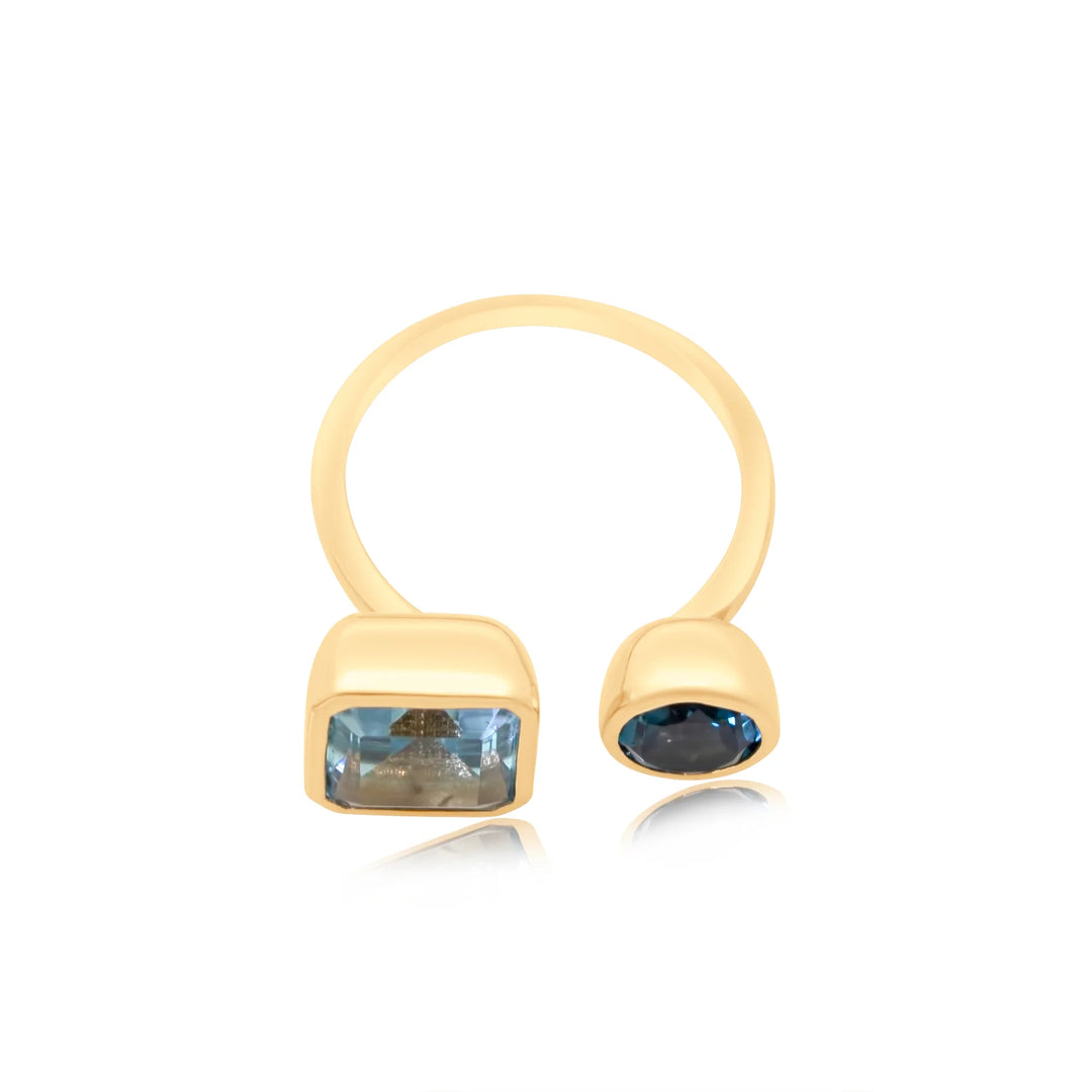 Open Square Round Topaz Cocktail Ring