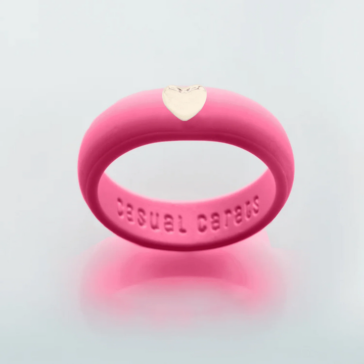 Puffy Gold Heart Silicone Ring