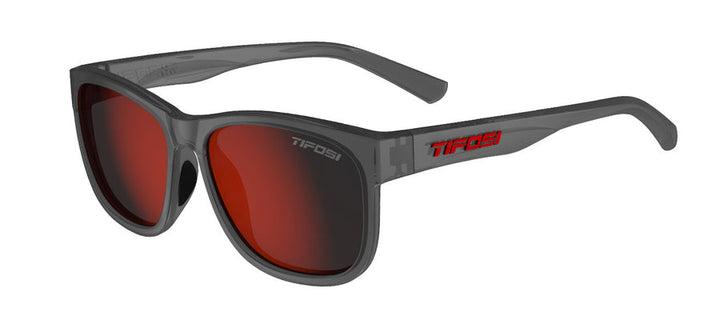 Tifosi Swank XL Satin Vapor Smoke Red Mirror Sunglasses