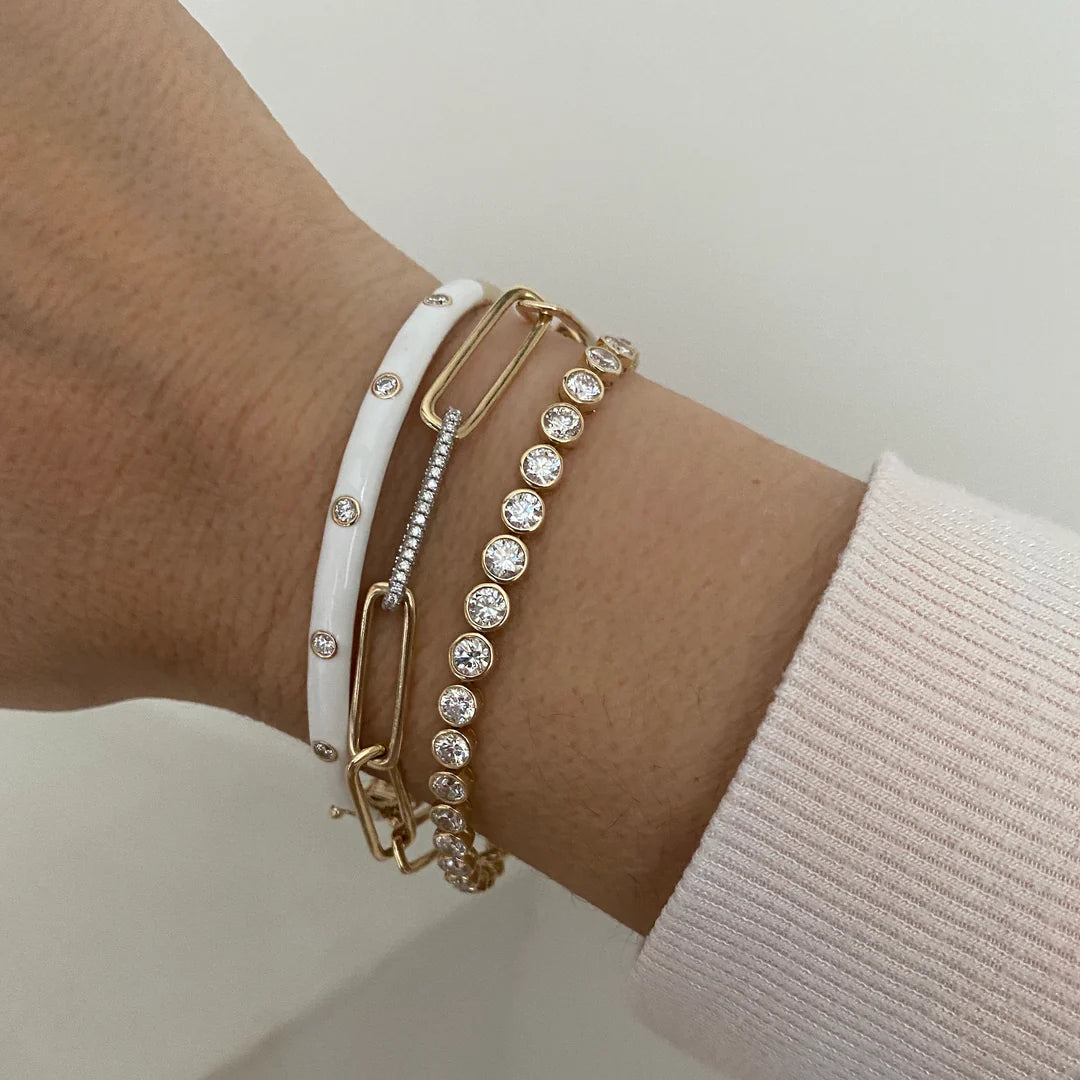 White Enamel Diamond Bracelet