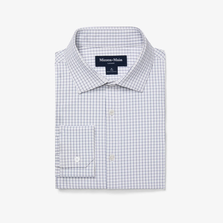 Leeward Dress Shirt - Navy Mini Grid