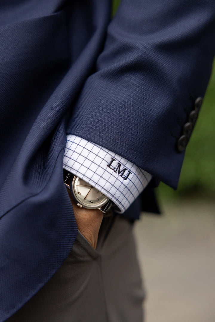 Leeward Dress Shirt - Navy Mini Grid