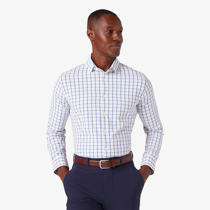 Leeward Dress Shirt - White Navy Windowpane