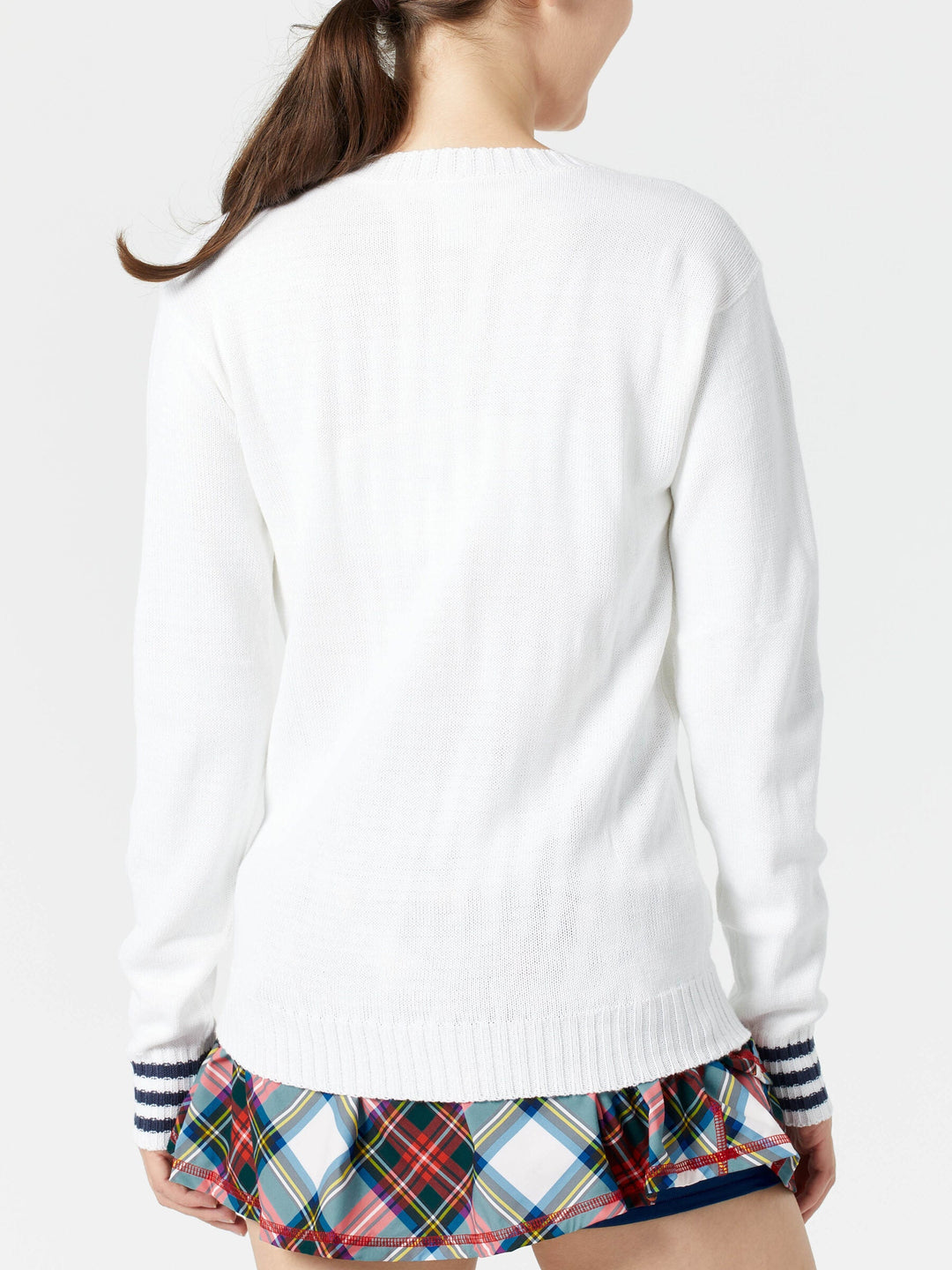 TheBubble White Navy Tennis Sweater