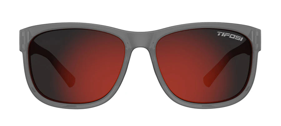 Tifosi Swank XL Satin Vapor Smoke Red Mirror Sunglasses