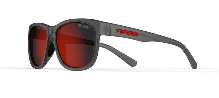 Tifosi Swank XL Satin Vapor Smoke Red Mirror Sunglasses